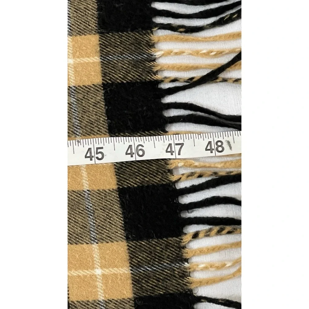 Christian Dior Monsieur Black Camel Plaid Cashmaire 100% Acrylic Scarf Fringe